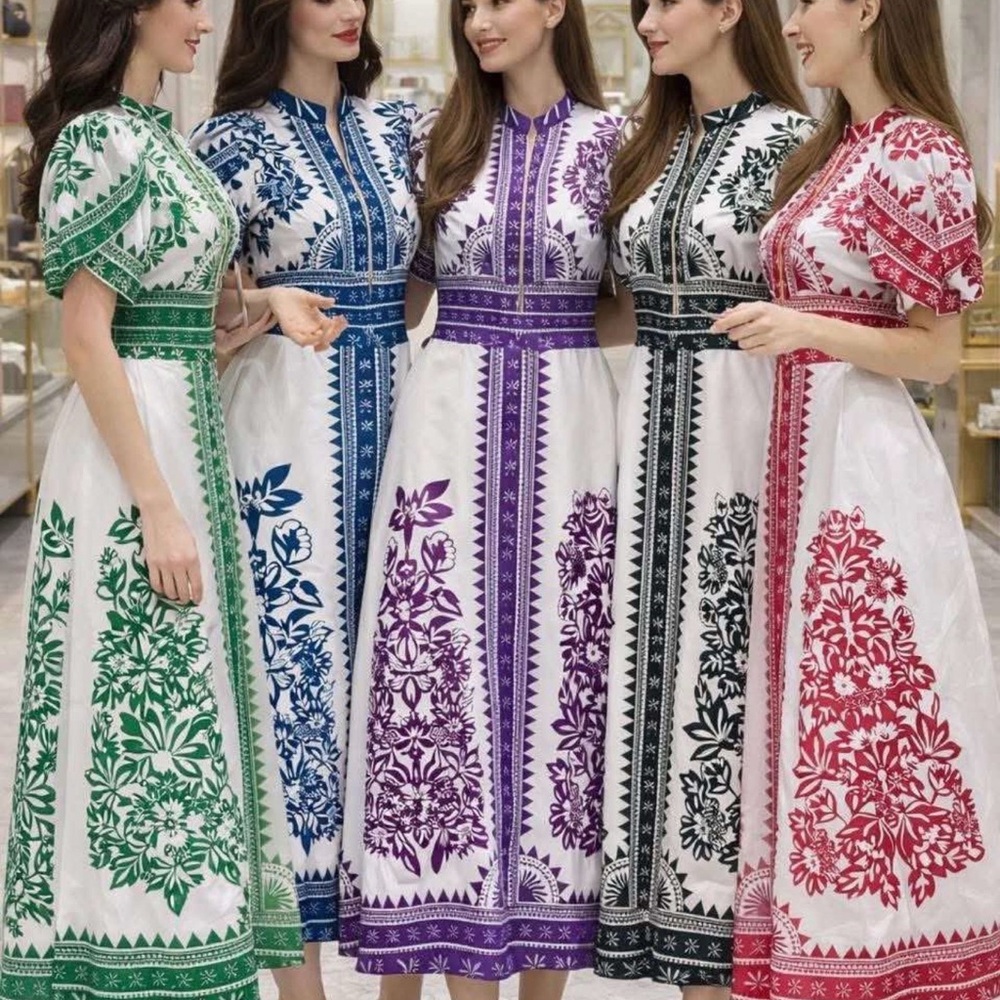 Floral Print Short-Sleeve Maxi Dress in Multiple Colors